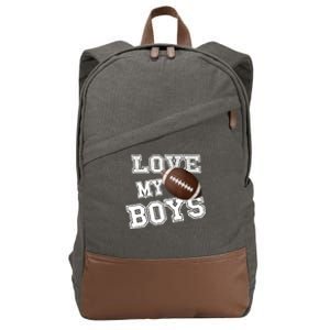 I Love My Boy Football For MomsCute Football Mom Cotton Canvas Backpack