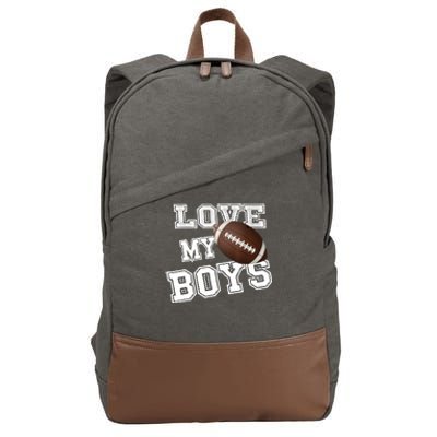 I Love My Boy Football For MomsCute Football Mom Cotton Canvas Backpack