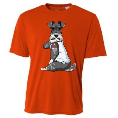 I Love Mom Tattoo Schnauzer Mom Dog Lover Funny Gift Cooling Performance Crew T-Shirt