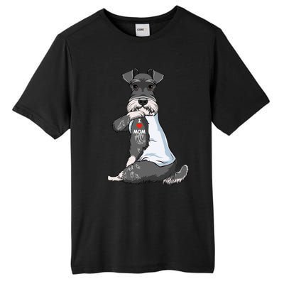 I Love Mom Tattoo Schnauzer Mom Dog Lover Funny Gift Tall Fusion ChromaSoft Performance T-Shirt