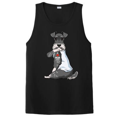 I Love Mom Tattoo Schnauzer Mom Dog Lover Funny Gift PosiCharge Competitor Tank