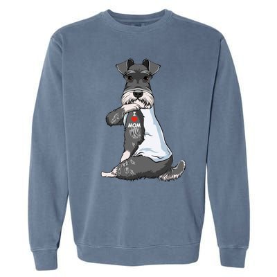 I Love Mom Tattoo Schnauzer Mom Dog Lover Funny Gift Garment-Dyed Sweatshirt