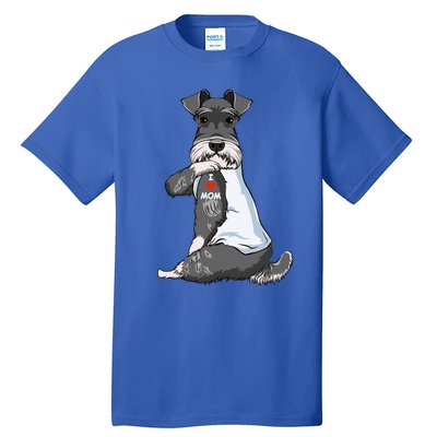 I Love Mom Tattoo Schnauzer Mom Dog Lover Funny Gift Tall T-Shirt