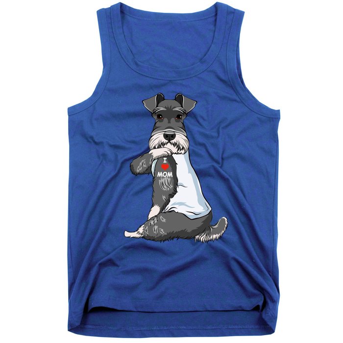 I Love Mom Tattoo Schnauzer Mom Dog Lover Funny Gift Tank Top