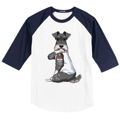 I Love Mom Tattoo Schnauzer Mom Dog Lover Funny Gift Baseball Sleeve Shirt