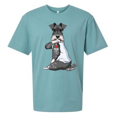 I Love Mom Tattoo Schnauzer Mom Dog Lover Funny Gift Sueded Cloud Jersey T-Shirt