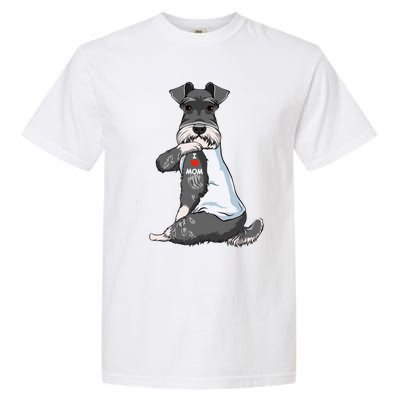 I Love Mom Tattoo Schnauzer Mom Dog Lover Funny Gift Garment-Dyed Heavyweight T-Shirt