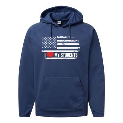 I Love My Students Cool Gift Performance Fleece Hoodie