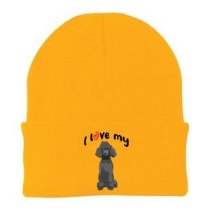 I Love My Black Standard Poodle Dog Knit Cap Winter Beanie