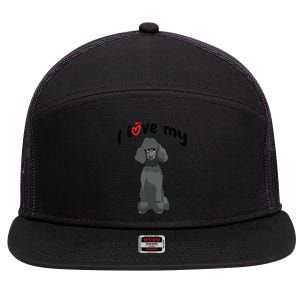 I Love My Black Standard Poodle Dog 7 Panel Mesh Trucker Snapback Hat