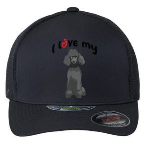 I Love My Black Standard Poodle Dog Flexfit Unipanel Trucker Cap