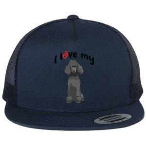 I Love My Black Standard Poodle Dog Flat Bill Trucker Hat