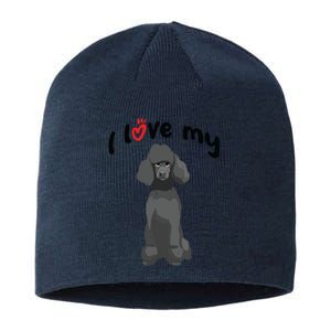 I Love My Black Standard Poodle Dog Sustainable Beanie