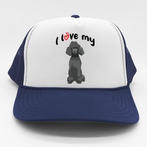 I Love My Black Standard Poodle Dog Trucker Hat