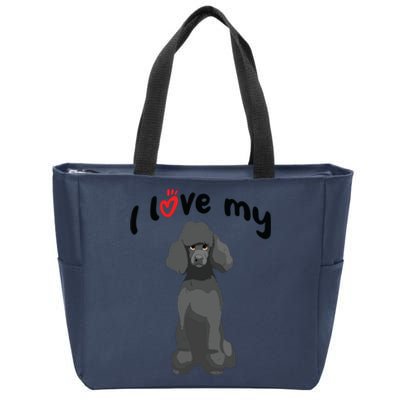 I Love My Black Standard Poodle Dog Zip Tote Bag