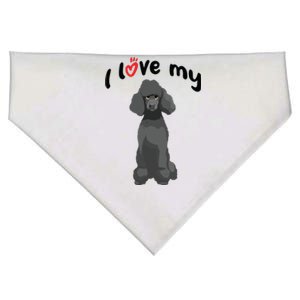 I Love My Black Standard Poodle Dog USA-Made Doggie Bandana