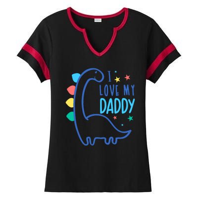 I Love My Daddy Dinosaur Ladies Halftime Notch Neck Tee