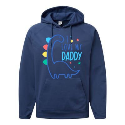 I Love My Daddy Dinosaur Performance Fleece Hoodie