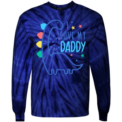 I Love My Daddy Dinosaur Tie-Dye Long Sleeve Shirt