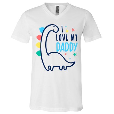 I Love My Daddy Dinosaur V-Neck T-Shirt
