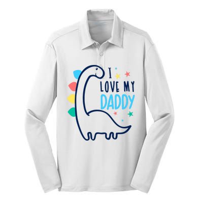 I Love My Daddy Dinosaur Silk Touch Performance Long Sleeve Polo