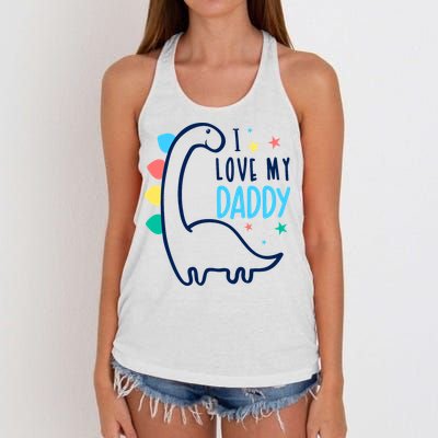 I Love My Daddy Dinosaur Women's Knotted Racerback Tank