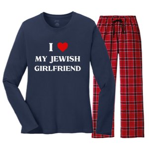 I Love My Jewish Girlfriend Birthday Valentine's Day Gift Women's Long Sleeve Flannel Pajama Set 