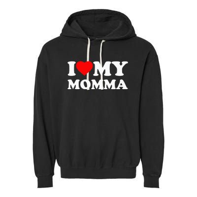 I Love My Momma Heart Family Garment-Dyed Fleece Hoodie