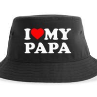 I Love My Papa Heart Sustainable Bucket Hat