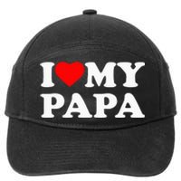 I Love My Papa Heart 7-Panel Snapback Hat