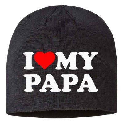 I Love My Papa Heart Sustainable Beanie