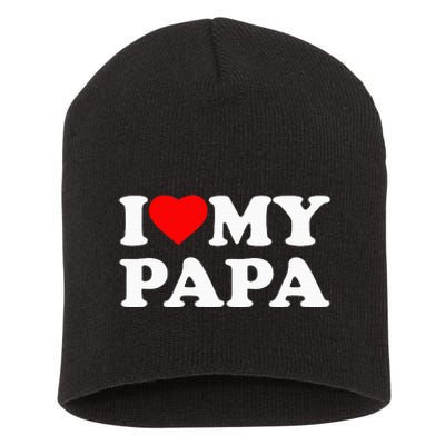 I Love My Papa Heart Short Acrylic Beanie