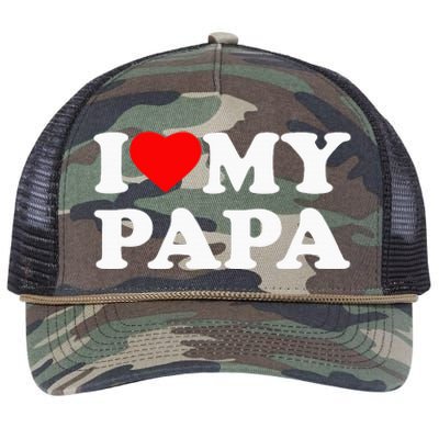 I Love My Papa Heart Retro Rope Trucker Hat Cap