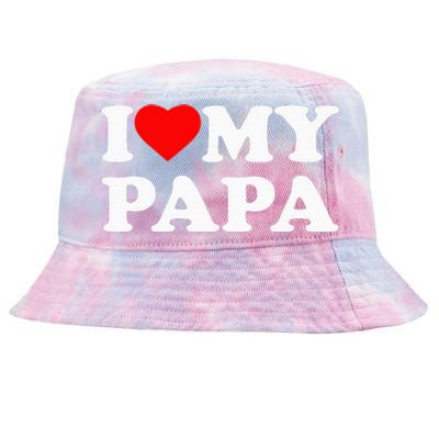 I Love My Papa Heart Tie-Dyed Bucket Hat