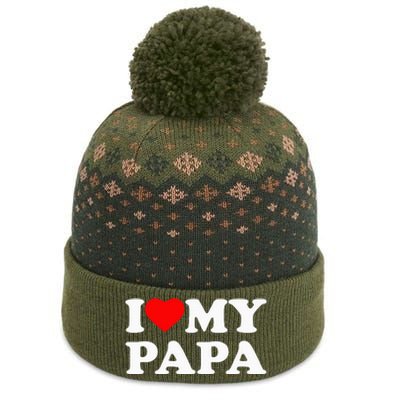 I Love My Papa Heart The Baniff Cuffed Pom Beanie