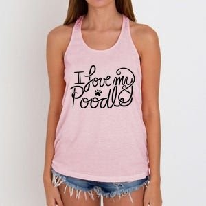 I Love My Poodle Fun Poodle Gift Women's Knotted Racerback Tank