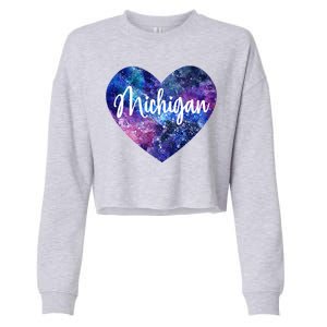 I Love Michigan Usa Gift Cropped Pullover Crew