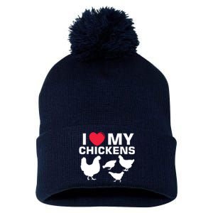 I Love My Chickens Chicken Pom Pom 12in Knit Beanie