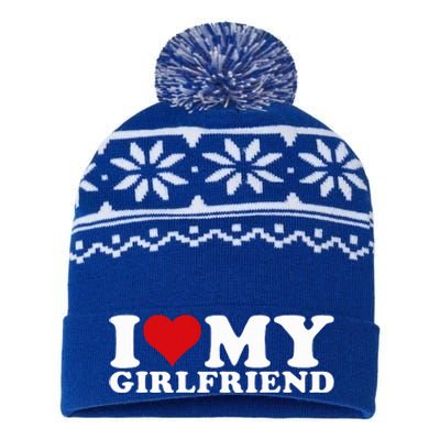 I Love My Girlfriend Gf I Heart My Girlfriend GF  USA-Made Snowflake Beanie