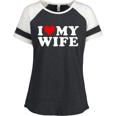 I Love My Wife Marriage Anniversary Married I Heart My Wife Enza Ladies Jersey Colorblock Tee