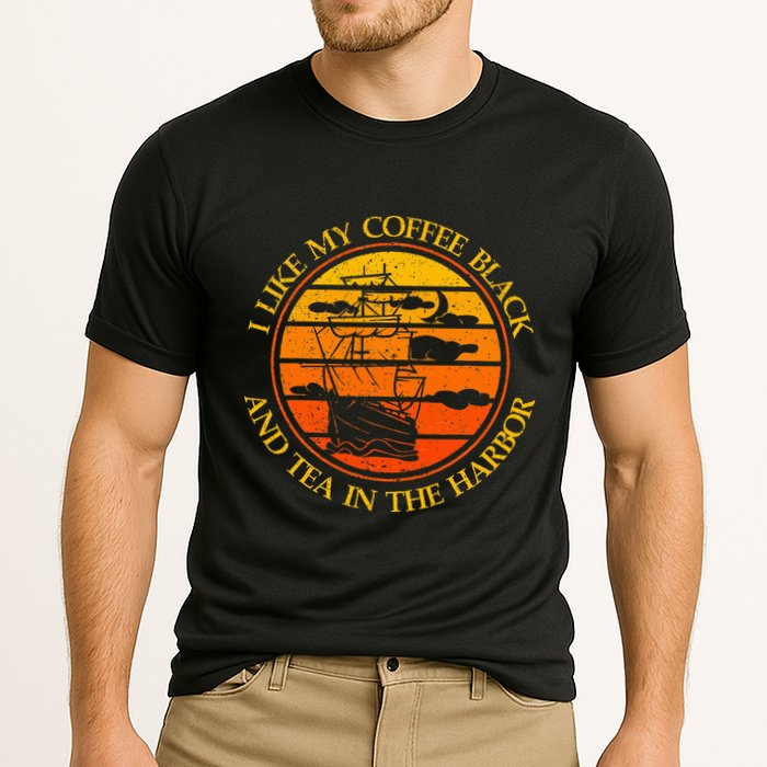 I Like My Coffee Black And Tea In The Harbor Retro Cooling Performance Crew T-Shirt