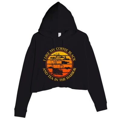 I Like My Coffee Black And Tea In The Harbor Retro Crop Fleece Hoodie