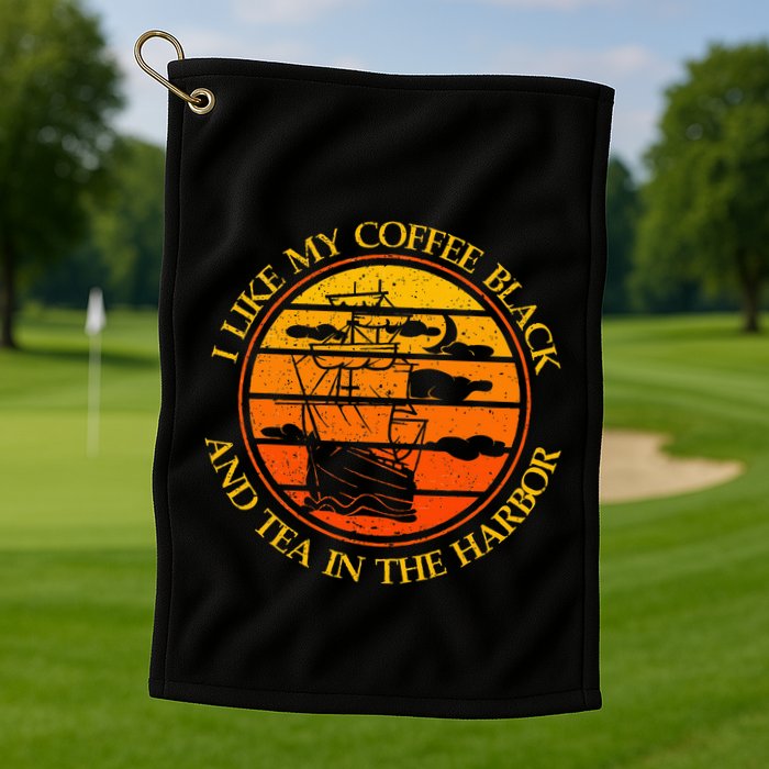 I Like My Coffee Black And Tea In The Harbor Retro Golf Towel