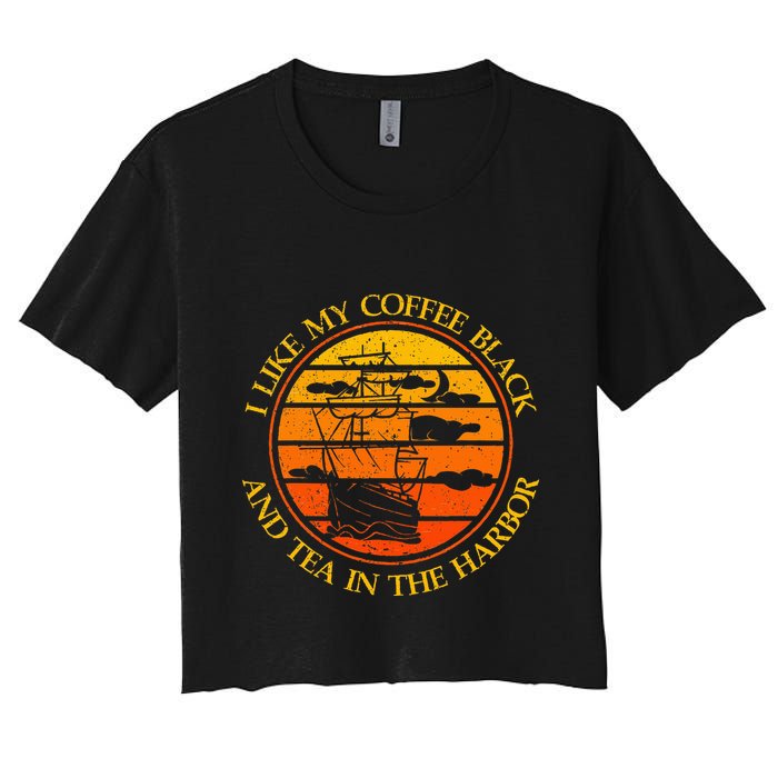 I Like My Coffee Black And Tea In The Harbor Retro Women's Crop Top Tee