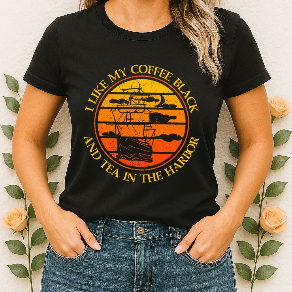 I Like My Coffee Black And Tea In The Harbor Retro Womens T-Shirt
