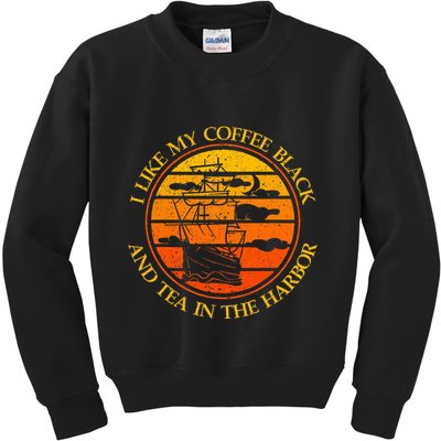 I Like My Coffee Black And Tea In The Harbor Retro Kids Sweatshirt