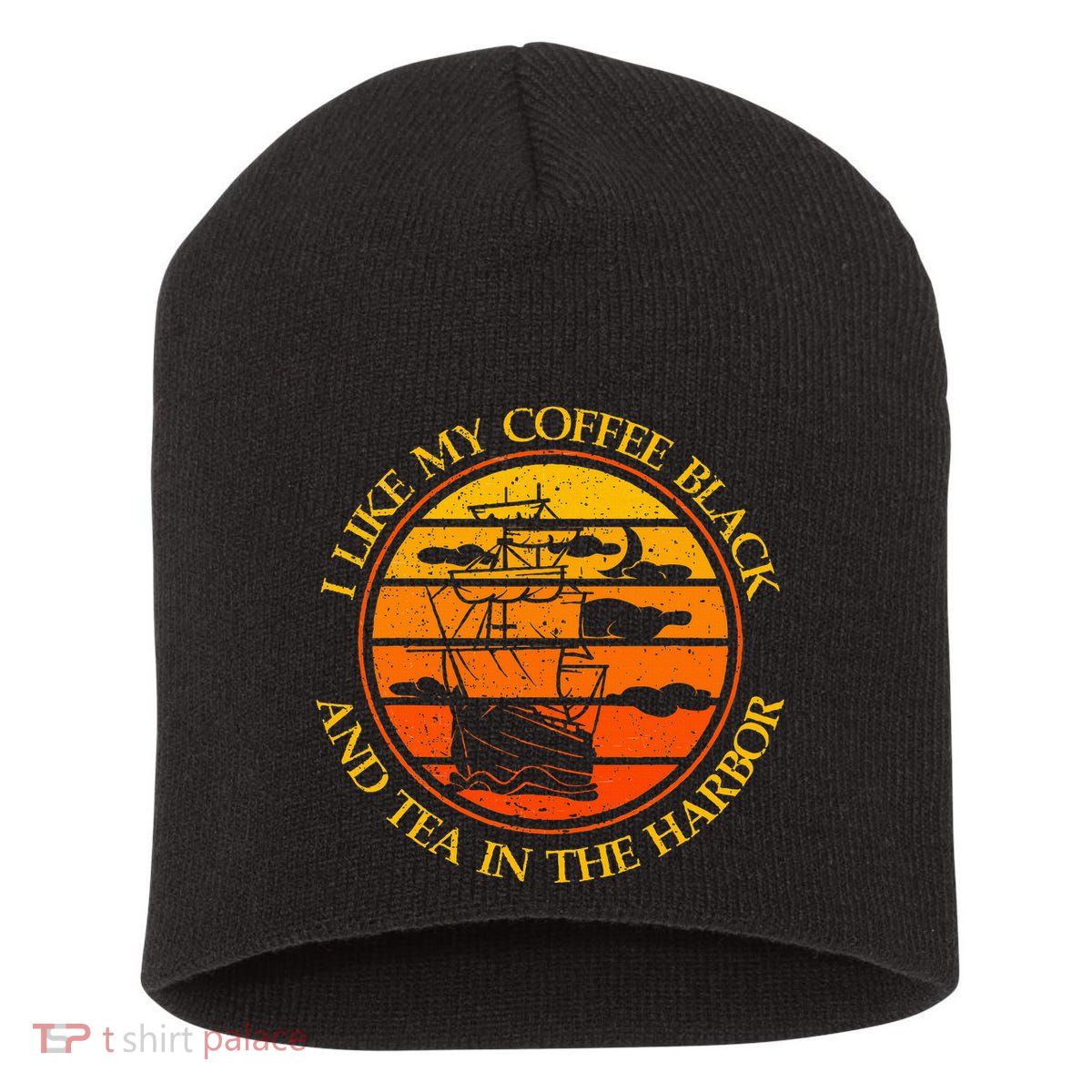 I Like My Coffee Black And Tea In The Harbor Retro Short Acrylic Beanie