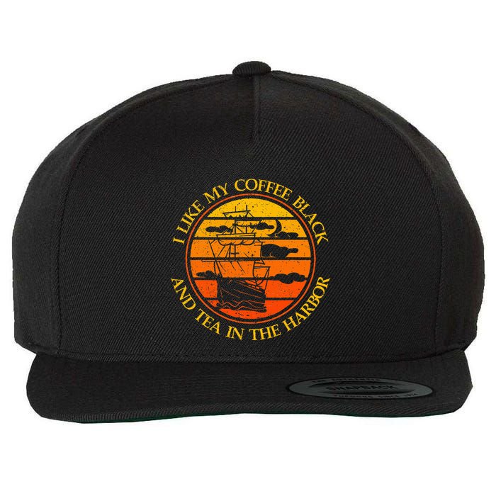 I Like My Coffee Black And Tea In The Harbor Retro Wool Snapback Cap