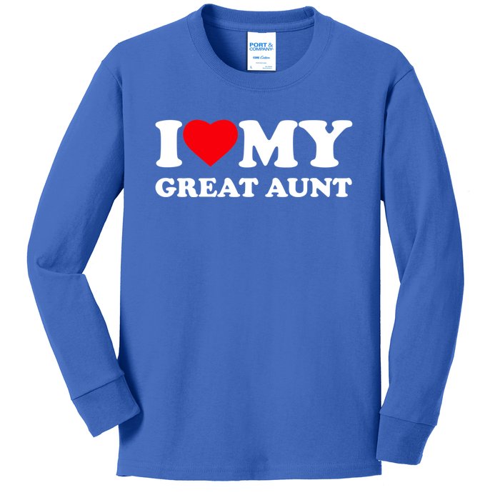 I Love My Great Aunt Heart Cool Gift Kids Long Sleeve Shirt