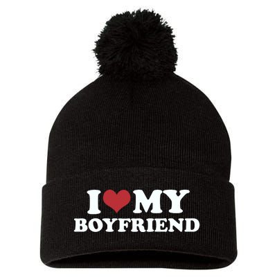 I Love My Boyfriend Pom Pom 12in Knit Beanie